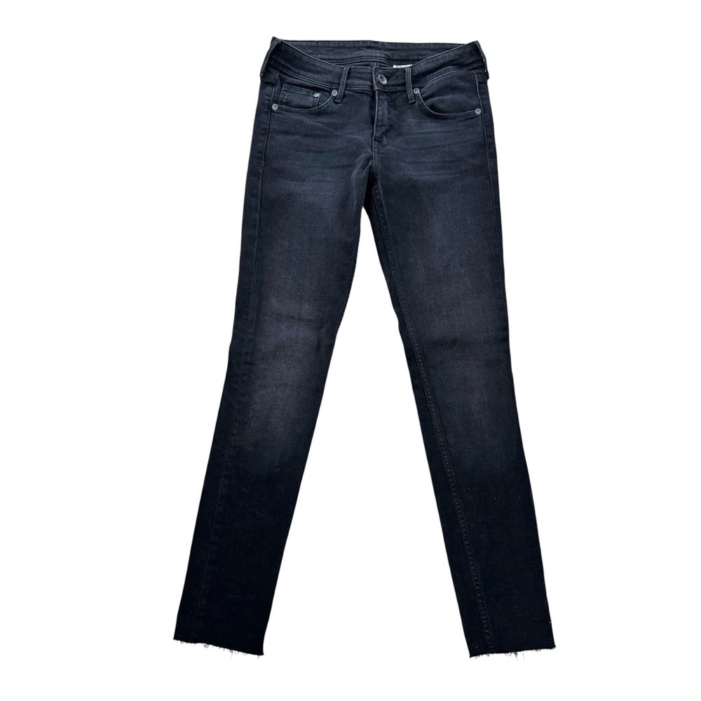 H&M Black Skinny Jeans Black Distressed Denim Slim Cigarette Jeans Women's sz 27